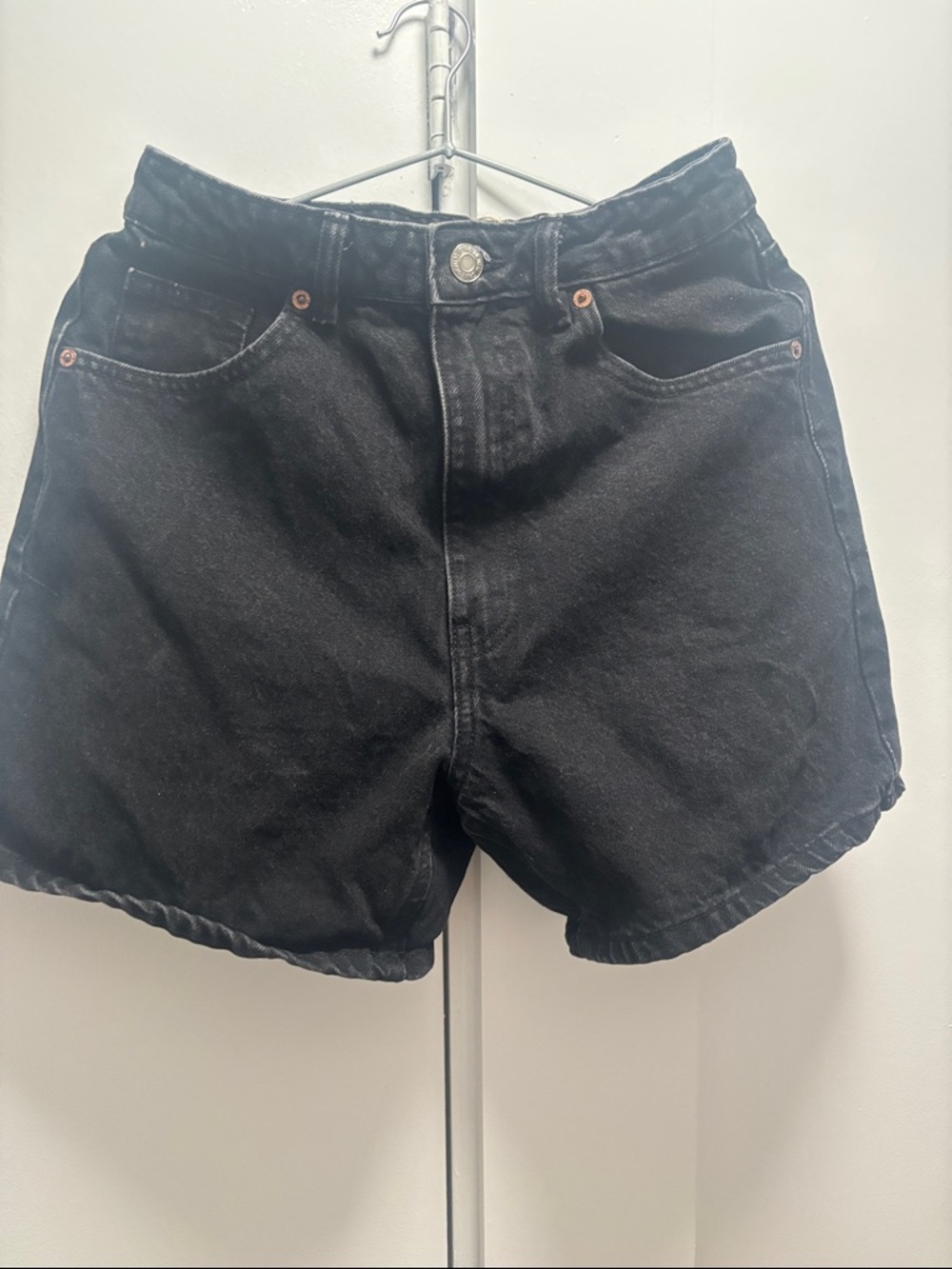 Zara Black High-Waist Denim Shorts